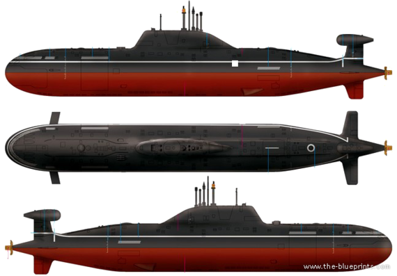 USSR ship Akula Class [Attack Submarine] - drawings, dimensions, pictures